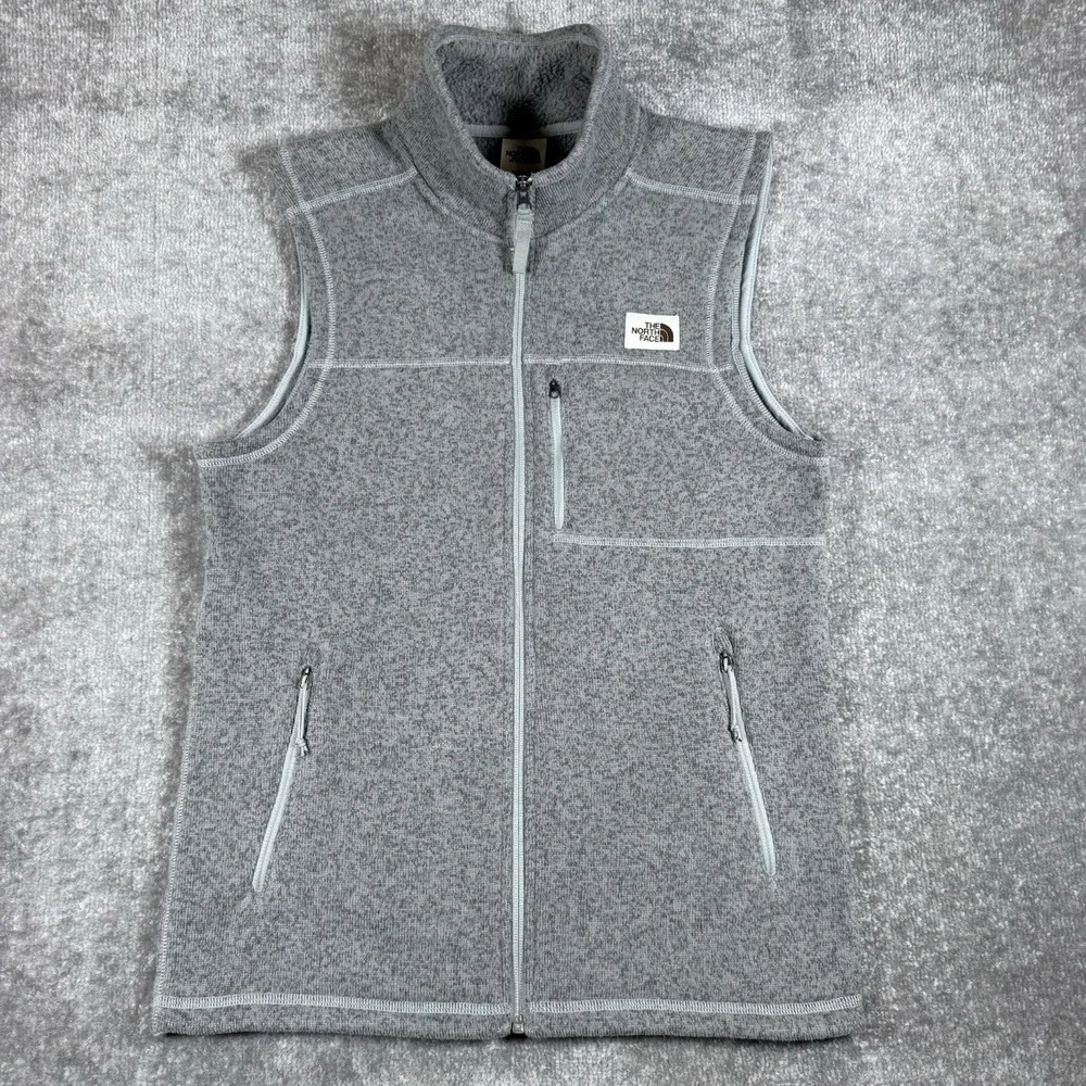 The North Face Vest Men's Small Gray Full Zip Gordon Lyons Fleece Sweater‎
